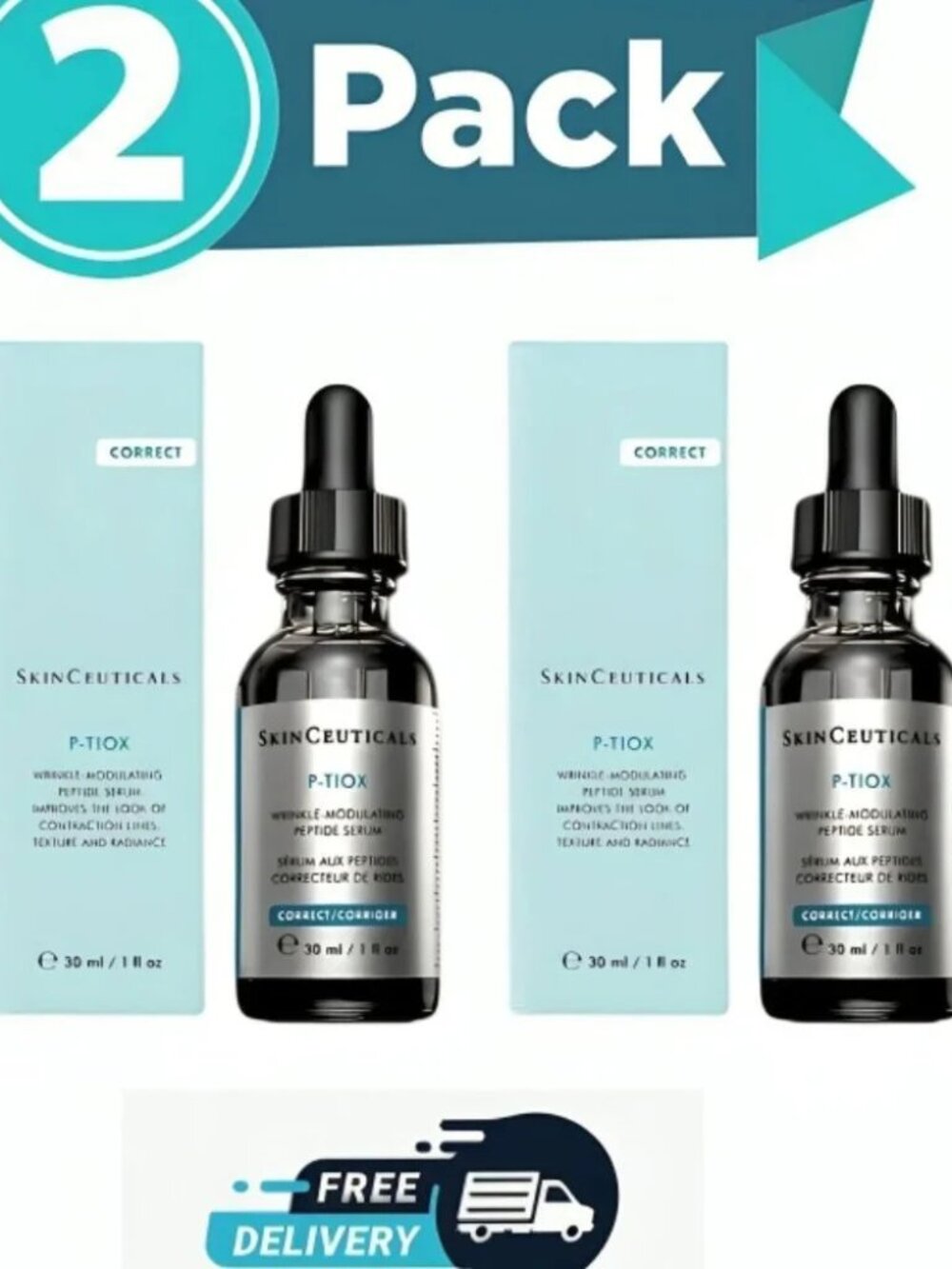 SkinCeuticals P-TIOX Anti-Wrinkle Peptide Serum 30ml .Pack of 2 NIB